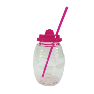 Cilindro bules en forma de Barrilito con popote y tapa tipo sombrero de 600 ml